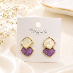 lavender marble resin stud earrings